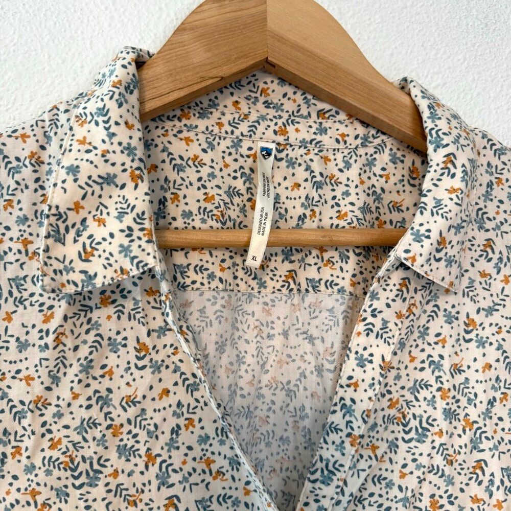 Kuhl Liliana Short Sleeve Natural Floral Blouse Size XL - Picture 3 of 12